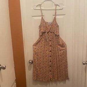 Mimi Chica Floral Button-Front Midi Dress